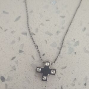 Elegant Black and Silver Cross Pendant Necklace